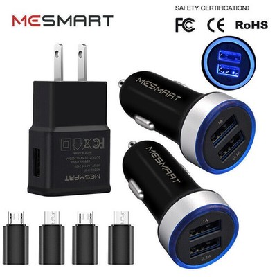 Wall Car Charger Type C Female to Micro USB Male Converter for Samsung Acer HTC