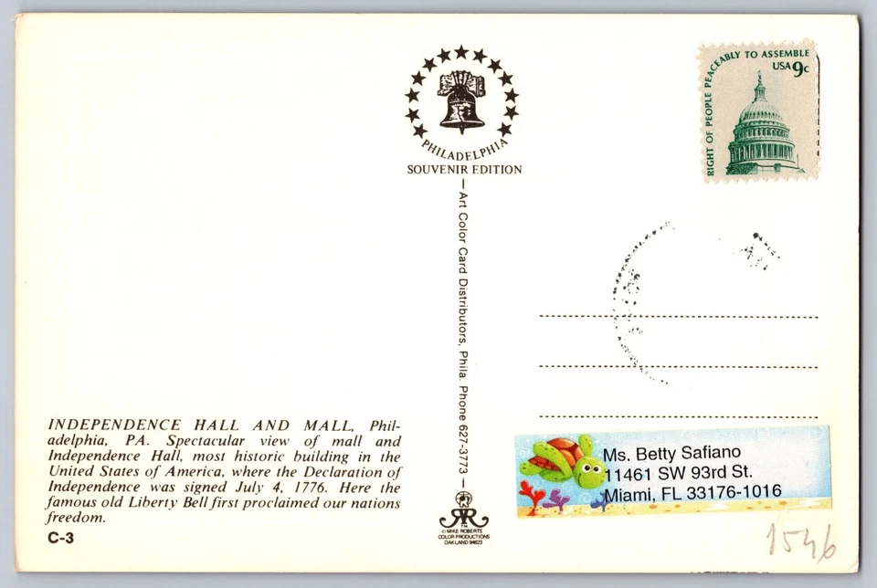 #1546 First Continental Congress Independence Hall Maxi Card w/Pictorial Cancel - Image 2 of 2