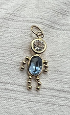 14k Yellow Gold Light Blue, March Newborn Child Baby Boy Birthstone PendanCharm