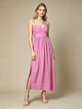 NWOT Farm Rio Linen Blend Pink Sleeveless Midi Dress Size L