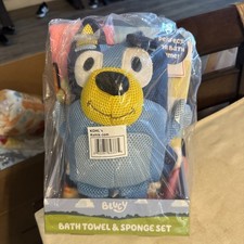 Bluey Bath Towel and Sponge Set New Perfect for Bath Time