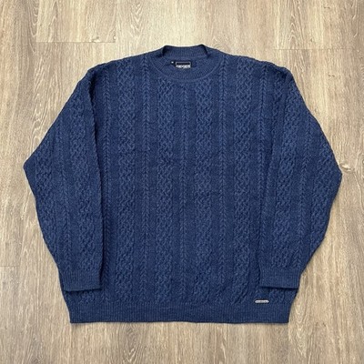 Geiger Fischerpullover Zopfmuster Wolle Made In Austria Navy Pulli Herren XL