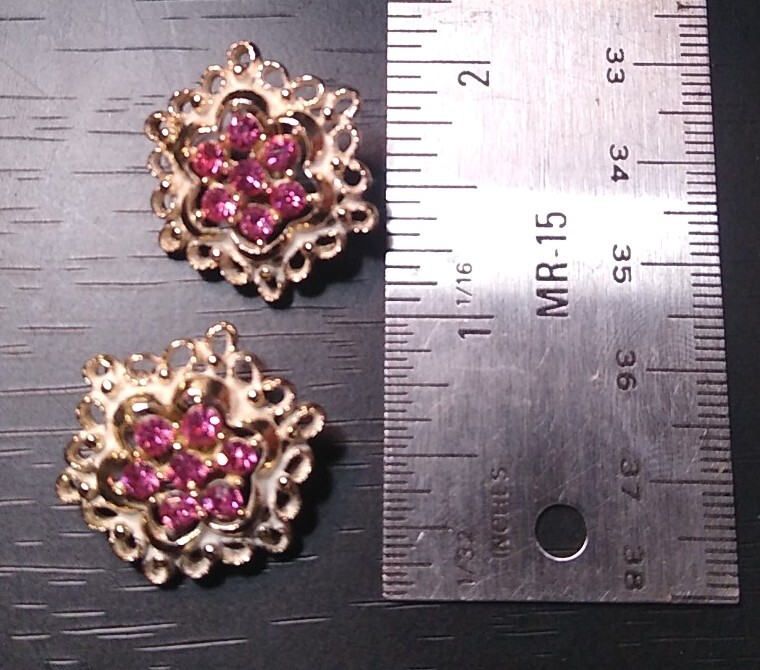 Unsigned LISNER? Pink Rhinestone, White Enamel, G… - image 7