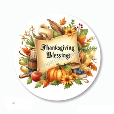 Thanksgiving Blessings Favors Scrapbook Stickers Envelope Seals Labels