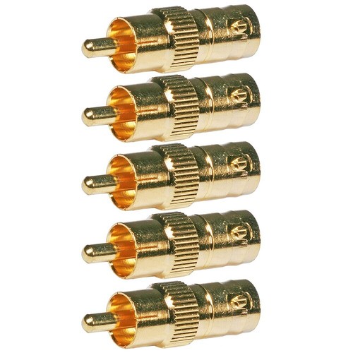 5 Pcs RCA Male to BNC Female Coax Coaxial Connector Adapter Gold CCTV Camera - Picture 1 of 3