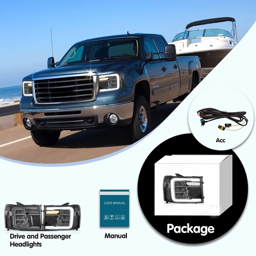 VLAND Full LED Headlights For 2007-2013 GMC Sierra 1500 2500HD 3500HD Sequential - Picture 10 of 10