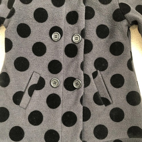 AMERICAN WIDGEON Size 6 WOOL Blend Polka Dot Coat Jacket Black Polka Dot - Picture 4 of 6