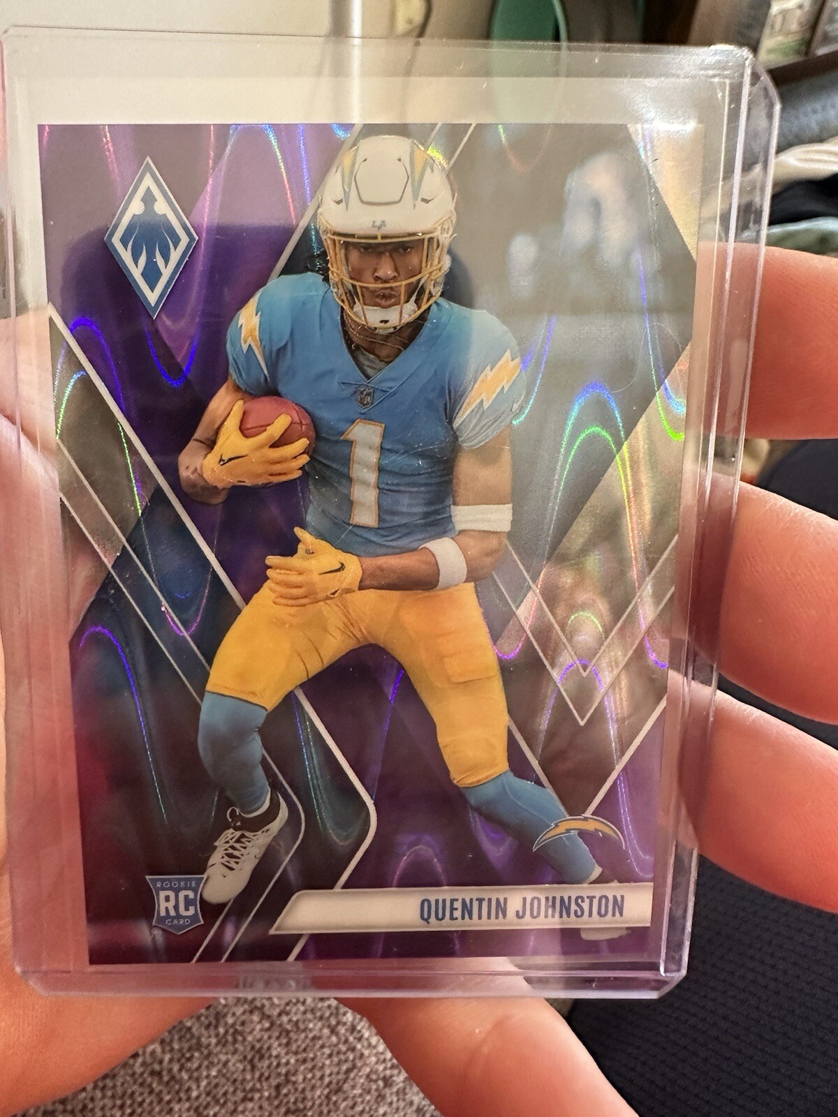 2023 Panini Phoenix - Rookies Purple Seismic #107 Quentin Johnston /125 (RC)