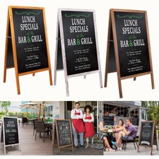 2-Sided Magnetic Wood A-Frame Chalkboard Sign Sidewalk Cafe Menu Sandwich Board