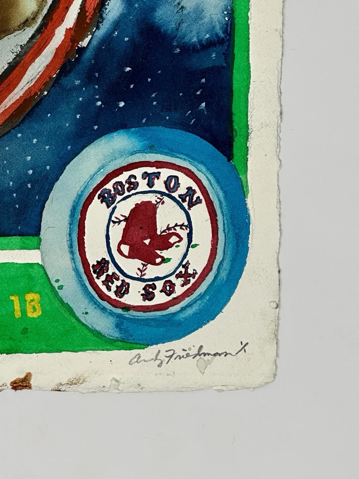 1990 Score Mo Vaughn Original Art Watercolor Painting 1/1 Andy Friedman Signed - Image 3 of 4