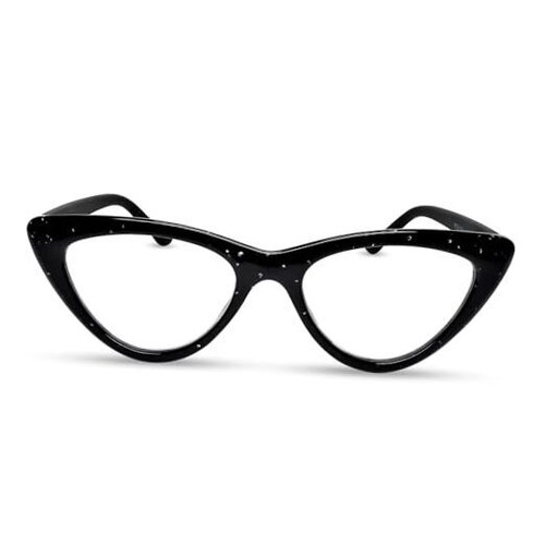Cat Eye Reading Glasses for Women to Look Shiny Black Crystal Glitter 1