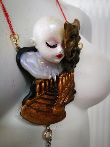 Gioielli Art Deco Nouveau Collana Bigiotteria Pendaglio Barocco Fantasma Opera - Foto 4 di 24