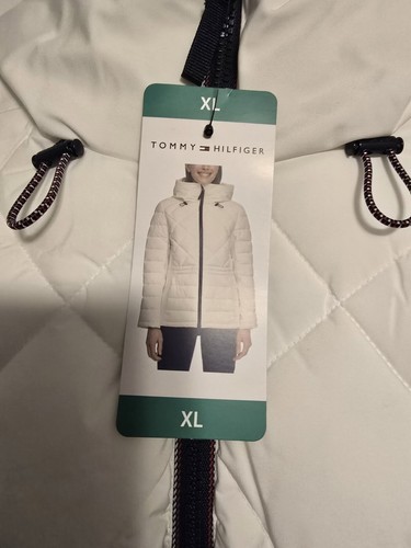 Tommy Hilfiger Coat Size Xl Women Hooded Puffer New With Tags White Parka - Picture 2 of 5