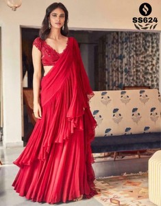 ruffle saree party wear