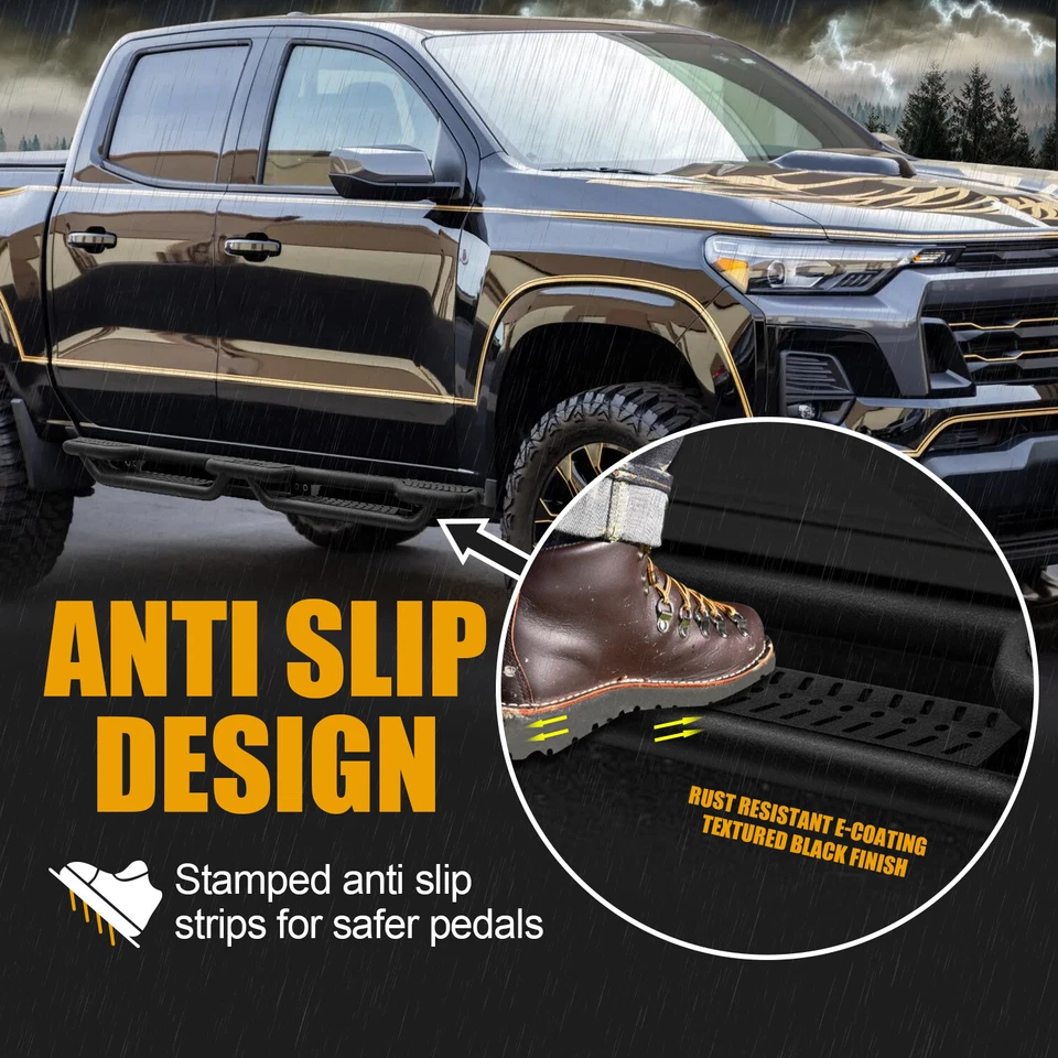 VIJAY Side Step Nerf Bars Fits 2015-2025 Chevrolet Colorado/GMC Canyon Crew Cab - Image 3 of 4