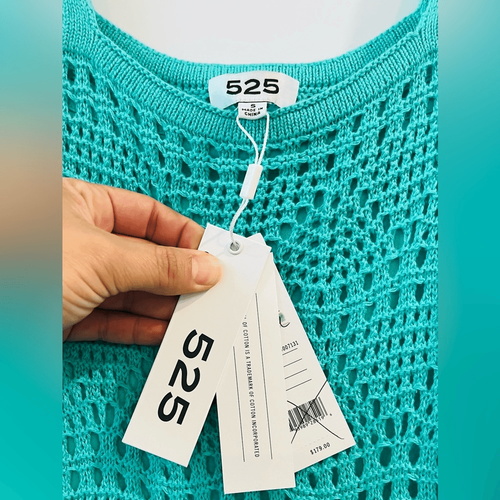 525 America Crochet Tank Dress Cyan Small - Picture 4 of 11