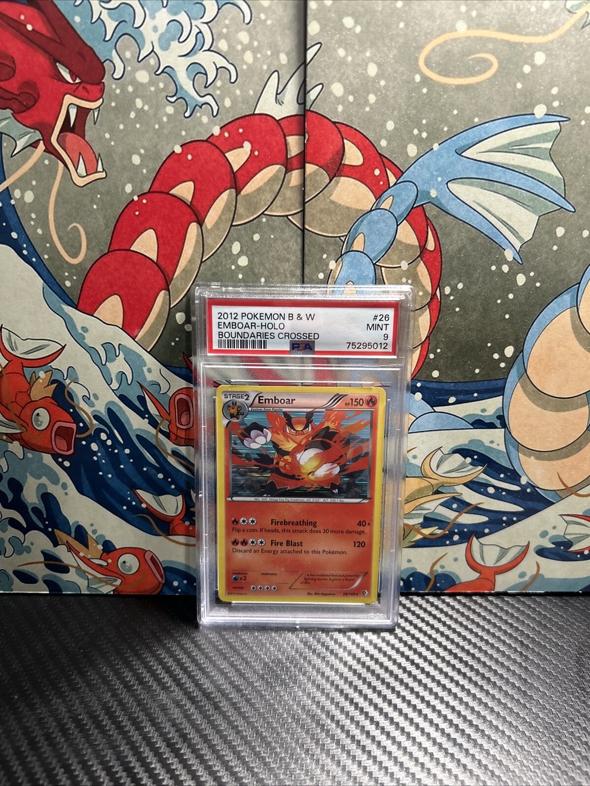 POKEMON BLACK & WHITE BOUNDARIES CROSSED Emboar 26/149 Cosmos Holo PSA MINT 9.