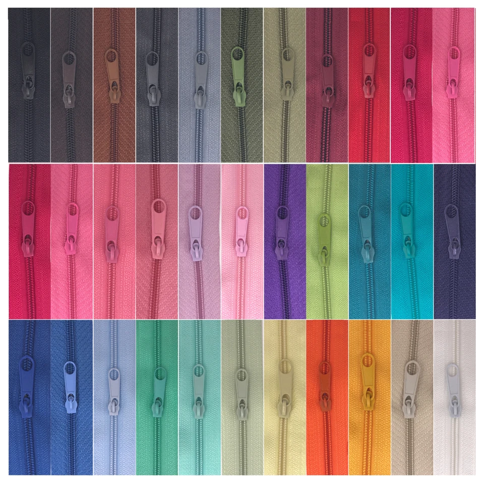 CONTINUOUS ZIP & SLIDERS No. 5 *23 COLOURS* ZIPPERS CUSHIONS UPHOLSTERY NYLON #5