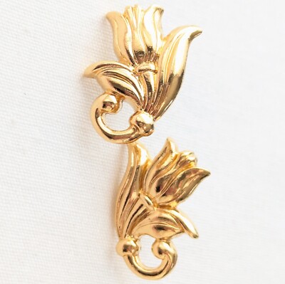 Tulip Stud Earrings Art Deco Nouveau Style 80s Victorian Revival Floral Jewelry