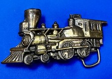 Rr Train Shaped Brass Tone Rail Road Collectable Vintage Belt Buckle
