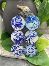 6 PC 1" 25mm Blue Tile Fridge Classroom Whiteboard Magnet Set New Free Ship 36