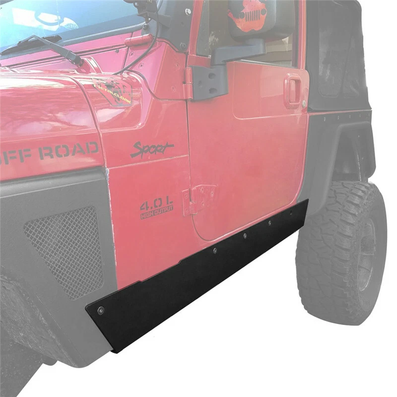 Par de protectores de panel basculante de armadura deslizante de roca de acero para Jeep Wrangler TJ 1997-2006 Foto 2 de 4