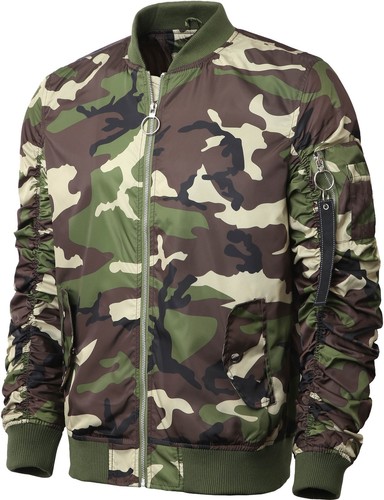 GIACCA BOMBER DA UOMO Windbreaker Zip Up Casual Lishgt Manica Raccolta ARRICCIATA - Foto 13 di 32