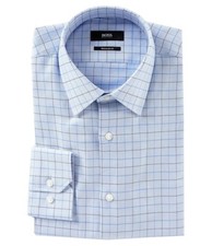 HUGO BOSS ENZO US BLACK LABEL DRESS SHIRT REGULAR FIT POINT COLLAR BLUE -NWT