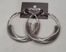 Chico’s  Large Silver Hoop Earrings NWTS