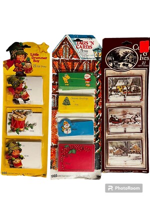 Lot of3 NEW Vintage Christmas Holiday Gift Trims Tags EUREKA USA total 116 Trims