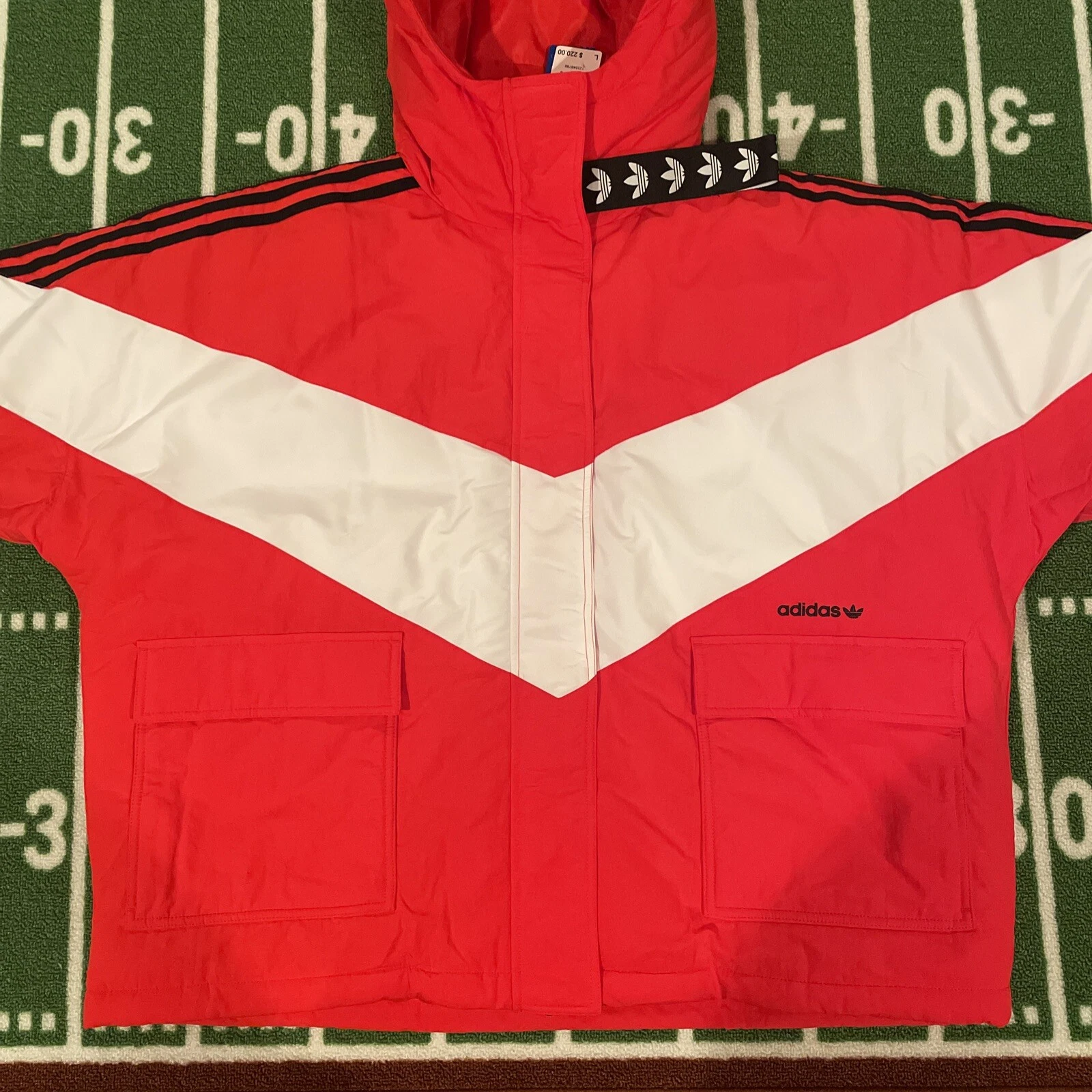 Adidas Women's Iconic Winter Snow Jacket Size L Color Red White FQ2413 MSRP $220