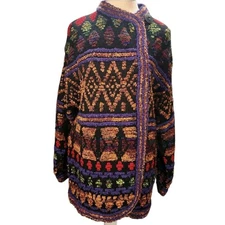 Vintage Tony Lambert Medium Artsy Cardigan Sweater Colorful Grandmacore *READ*