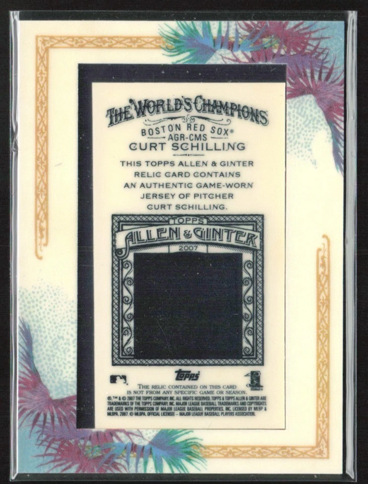 Curt Schilling 2007 Topps Allen & Ginter Mini Relic Jersey #AGR-CMS Boston Red - Image 2 of 2