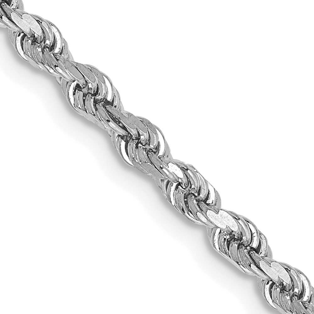 10k White Gold 2.75mm Diamond-cut Rope Chain Necklace 30