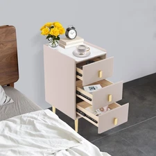 Narrow Nightstand w/Drawers Bedside Table for Bedrooms Narrow Side Table Leather