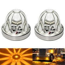 2Pcs Glass Watermelon Lights - Clear Lens - Amber LED - Side Marker Turn Signal