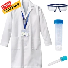UNGLINGA Kids Lab Coat Doctor Scientist Costume with Science Goggles X-Large 
