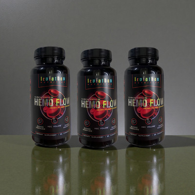 3pcs Leviathan Nutrition Hemo Flow Supplement with Nattokinase for Nitric Oxide