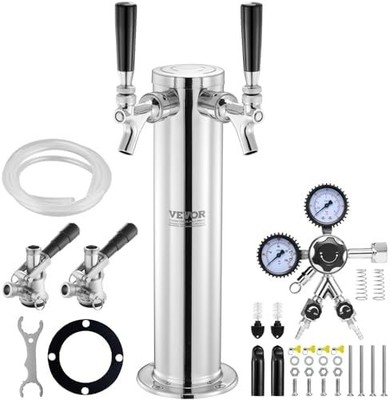 Kegerator Tower Kit, Dual Taps Beer Conversion Kit, Stainless Steel Keg Beer Tow