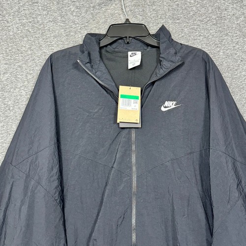 Nike Womens Windbreaker Jacket Size XL Black Full Zip Pockets Lightweight new - Picture 2 of 10