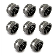 XSPC G1/4" Compression Fitting 1/2" ID 3/4" OD 19/13mm V2 Pack of 8 Black Chrome