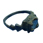 OLD NICE 17TH CENTURY RING BRONZE WITH GLASS SHIPWRECK PIRATE COLONIAL TIME