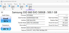 USED Samsung 860 EVO 500GB, Internal, 2.5 inch (MZ-76E500) Solid State Drive