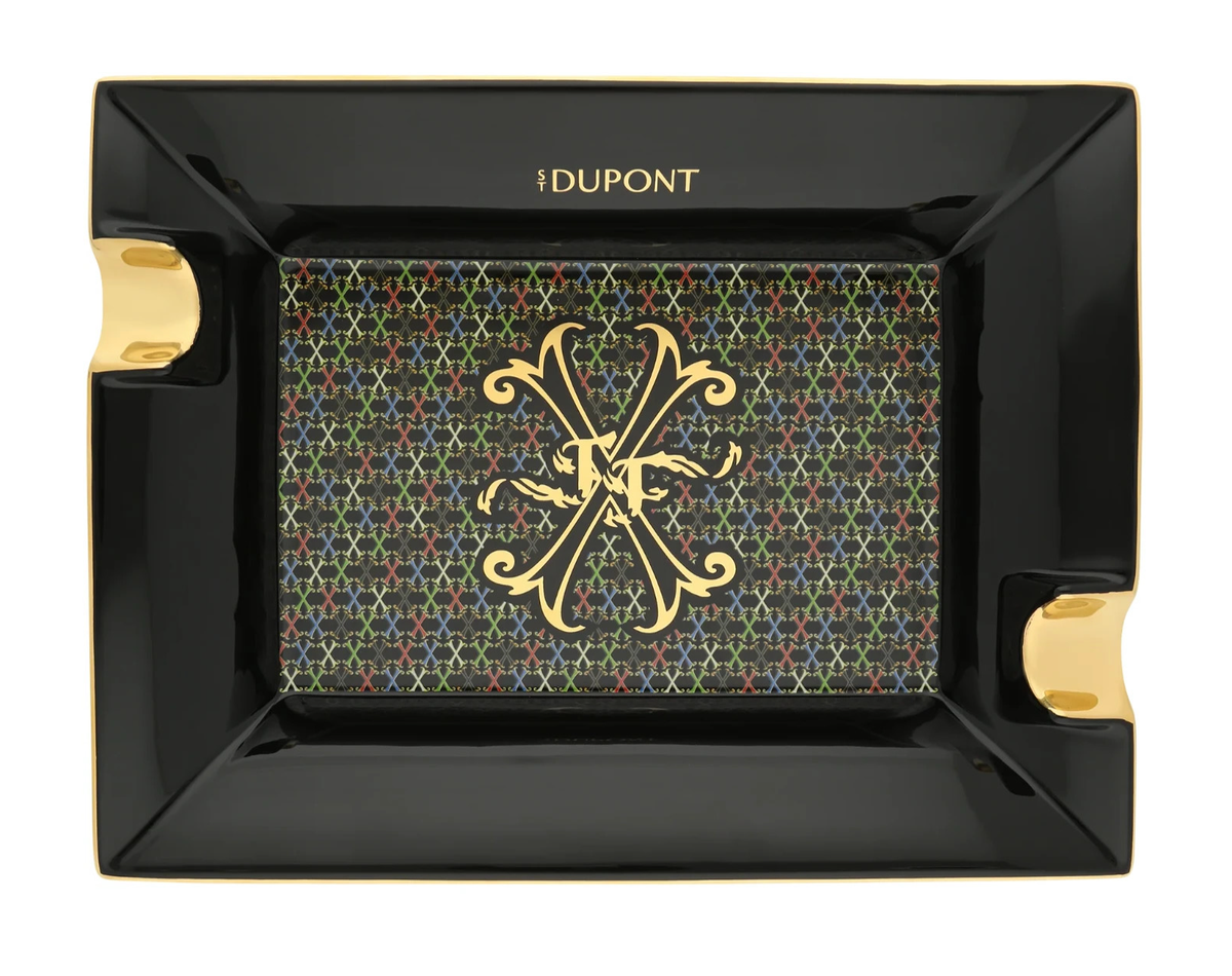 ST DUPONT CIGAR ASHTRAY PORCELAIN ARTURO FUENTE OPUS X GREEN GOLD