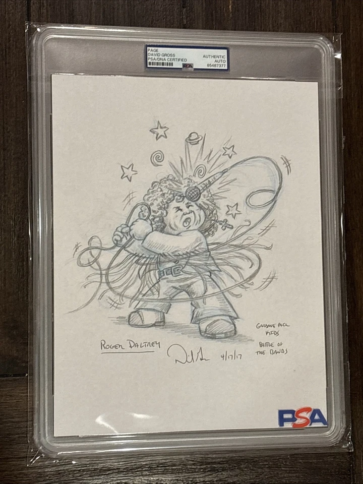 David Gross Signed Topps Garbage Pail Kids The Who Daltrey Prototype Sketch PSA - Image 2 of 4