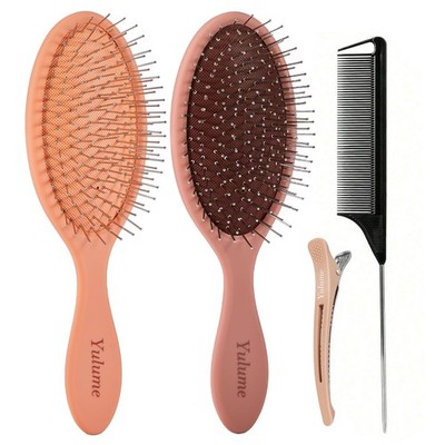 Air Cushion Paddle Brush, Steel Pins Scalp Massager, Pain-Free Detangling Bru...