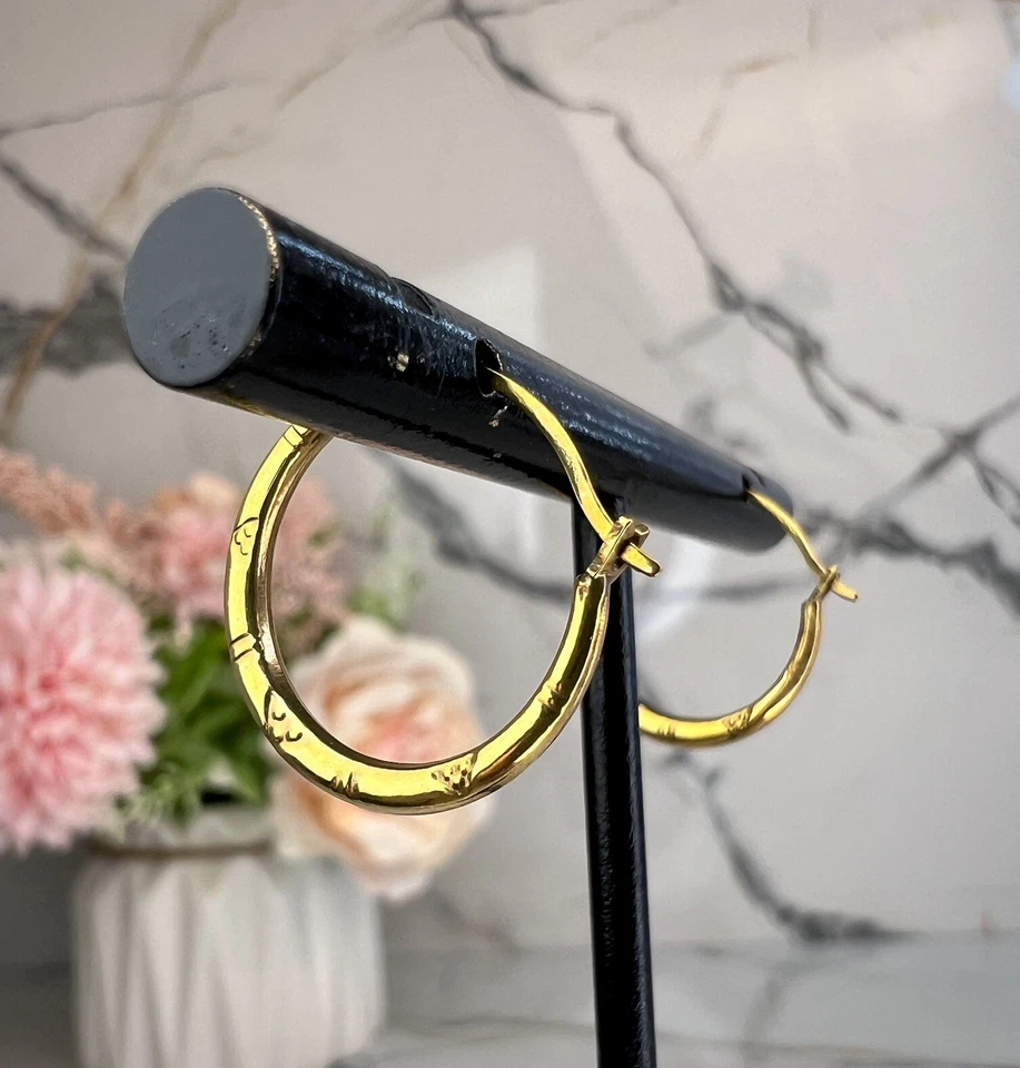 🎄Real Solid 10K Yellow Gold Beautiful loop earrings New in BOX GORGEOUS hoops - Image 4 of 4