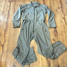 US Military Flyers Coveralls Sage Green Fire Resistant Flight Suit 46 LONG NICE