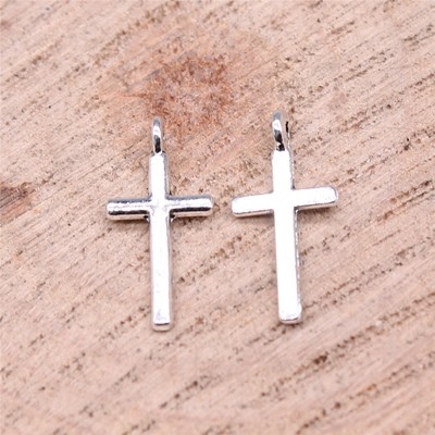 30/80PCS  Antique Silver Cross Charm Pendant, Small Cross, Religion charm XCS59