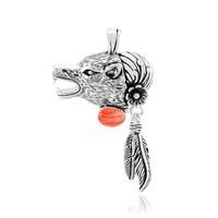 Cavill SilberanhäNger Damen Tierkopf Oval 925 Sterlingsilber Orange